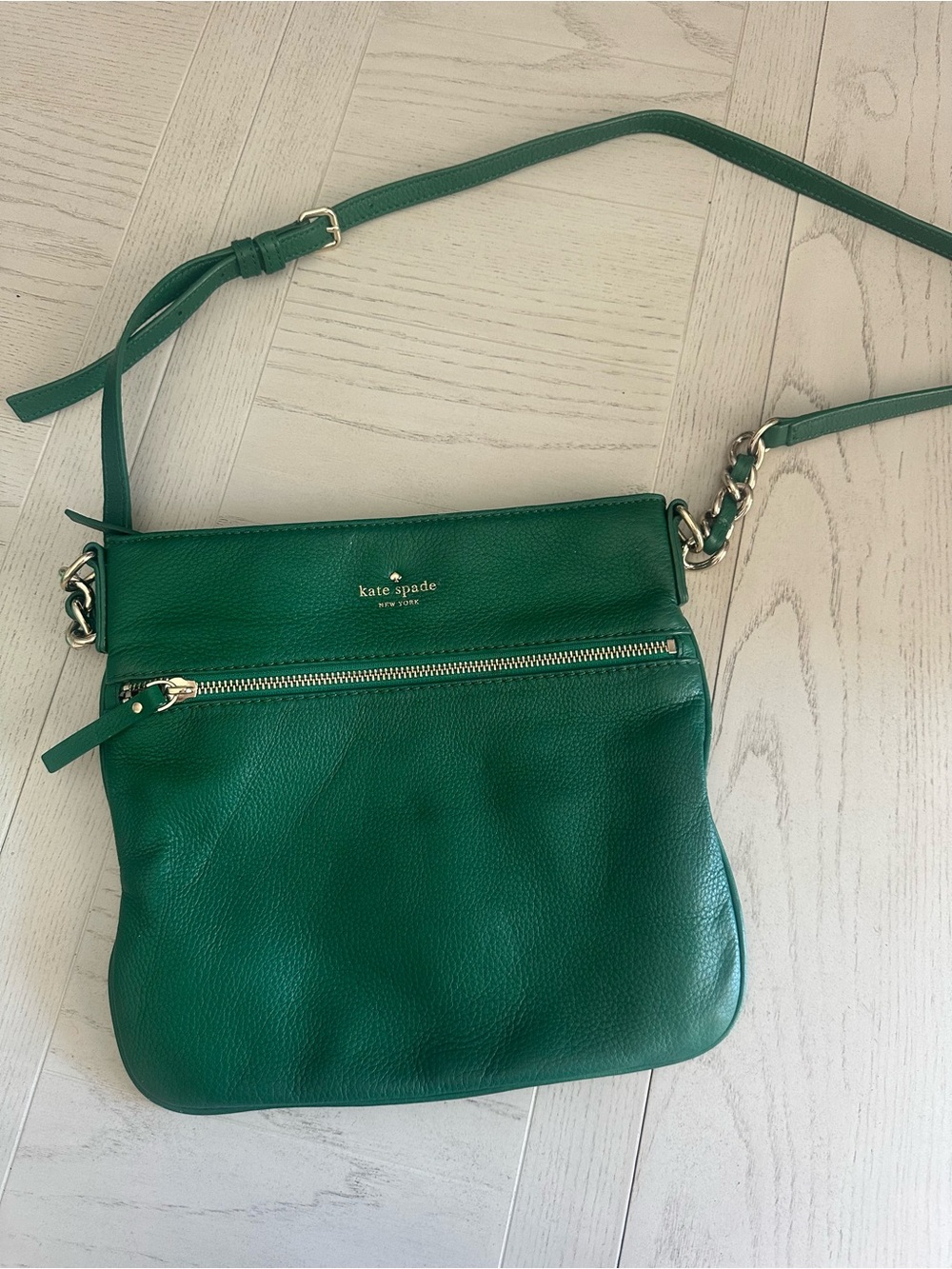 kate spade Green Pebbled Leather Crossbody with Gold Hardware